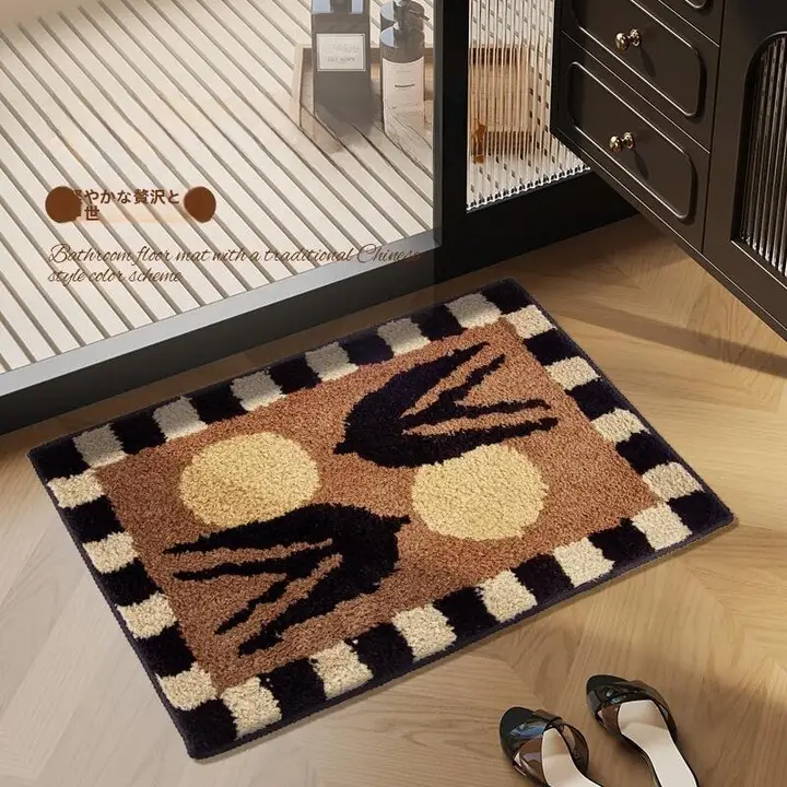 アンティーク風バスルームマット【吸水性・滑り止め・トイレ用・洗面所用】