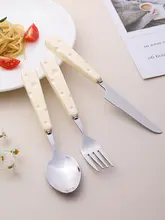 304ステンレス製の北欧風西洋料理用カトラリー【フォーク・ナイフ・デザートスプーン】（セットアップ対応）
