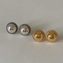 S925製純銀ボタンピアス【軽やかで高級感のあるデザイン・秋冬用・多用途】