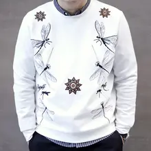 刺繍トンボデザインのプルオーバー長袖パーカー【大きいサイズ・男性用】