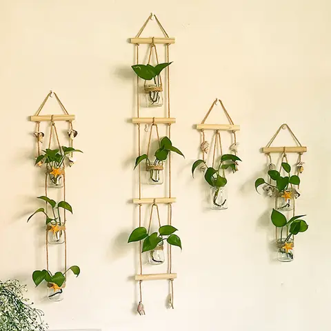 TAO | 水耕栽培用壁掛けガラス花瓶セット【観葉植物用・小型吊り瓶