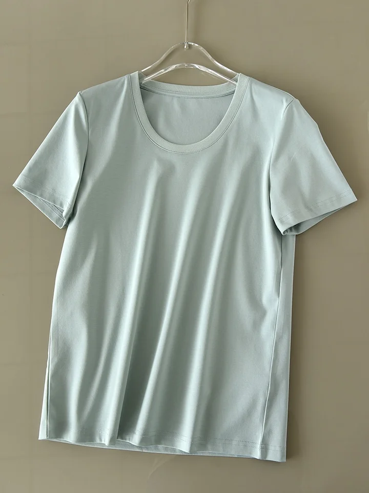通勤用 Uネック短袖Tシャツ【肌触りの良い・シンプルデザイン・女性用】