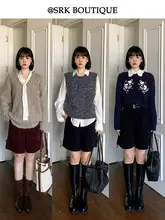 ワイドショーパンツ レディース コーデュロイ フレンチ風 ヴィンテージ ウエストマーク 着痩せ シンプル ベーシック ネイビー 秋冬「SRK」