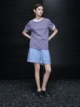 バイカラーのクルーネックショートスリーブTシャツ【女性用・シンプルデザイン】（セットアップ対応）