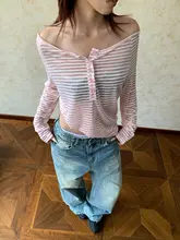 ストライプ柄長袖Tシャツ【UVカット・着心地の良い素材・ルーズフィット・女性用】