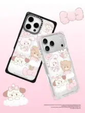 青いトウモロコシデザインのマグセーフ対応 iPhone用耐衝撃スマホケース【ミラー仕上げ・雲のデザイン】