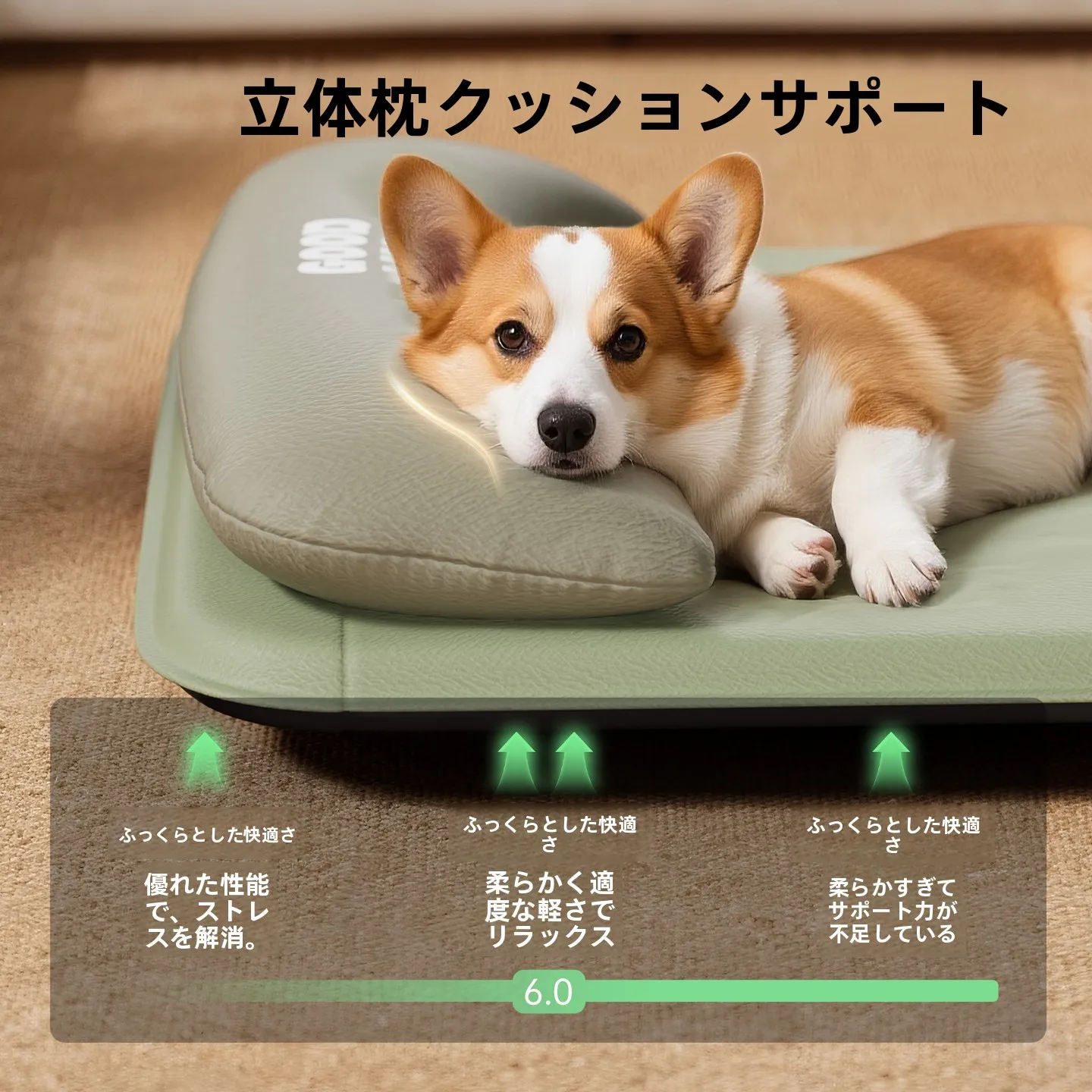防水加工の犬用ソファベッド：首を守るネックサポートと四季通用の実用性
