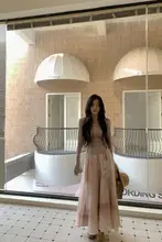 柔らかなピンクの印花サッカー裙とドローストリングトップス2点セット【芸術校シスター向け】