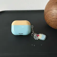 保護ケース イヤホンケース AirPods Pro 2 AirPods 3 AirPods 4 対応 耐衝撃 イエロー ブルー バイカラー ストラップ付き 「HEYYEH」