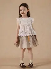 可愛らしいフリルデザインの女児用夏用スカート【チュール素材・おしゃれな装飾】（セットアップ対応）