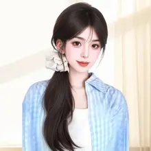 ナチュラルな韓国風の低め巻きおろしポニーテール【ウィッグ・サイドポニーテール・エレガントスタイル】