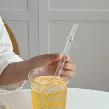 ストロー付きグラス うさぎ ストロー かわいい おしゃれ 透明ガラス ジュース 飲料 ミルクティー アイスコーヒー 水分補給