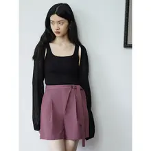 ポプクリオ 春夏用 フェミニンデザインのスクエアネックキャミソール【ニット・フィット感あり】