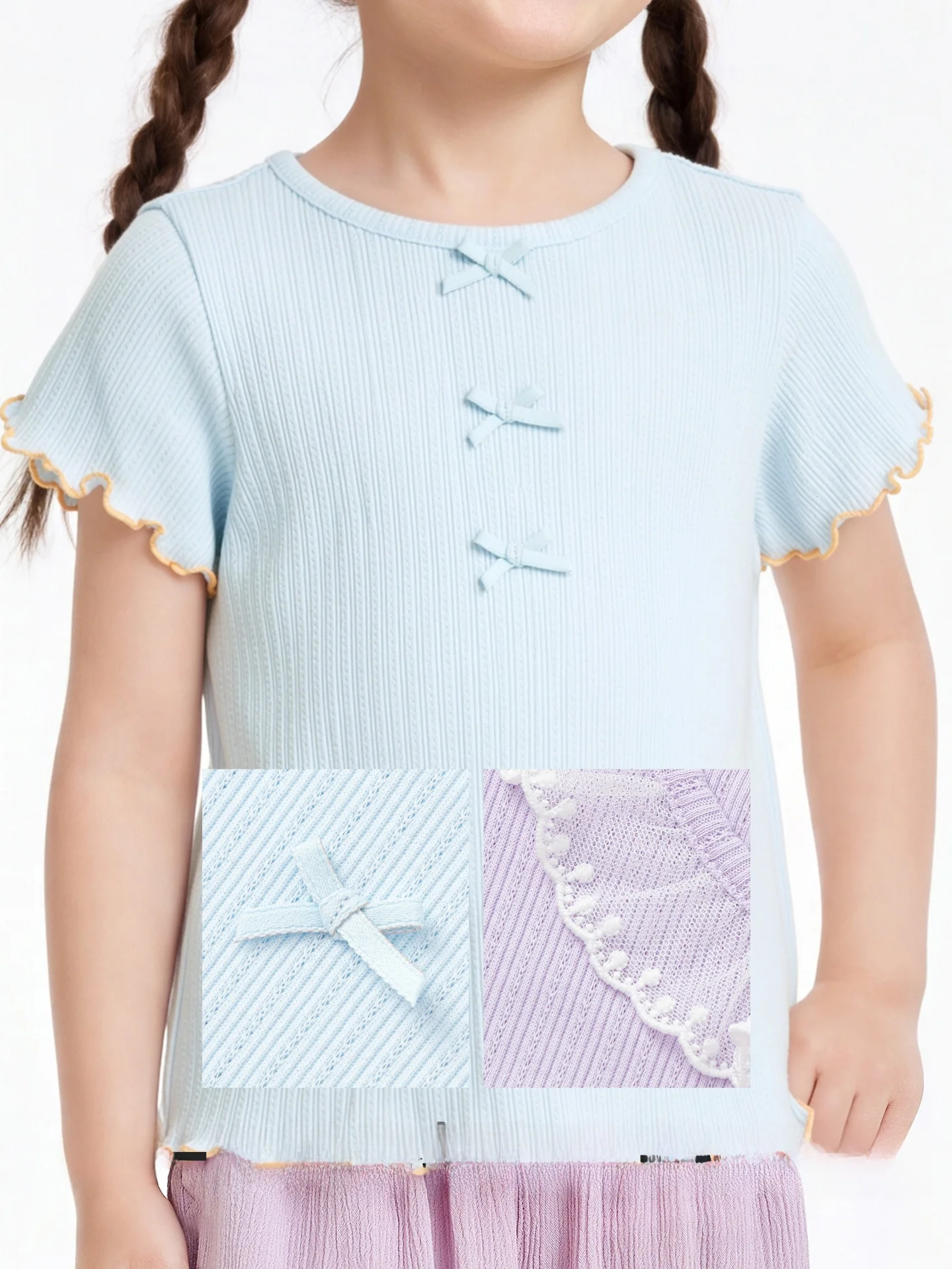 女の子用子供半袖Tシャツ：夏期日常着用のカジュアルデザインと通気性の実証
