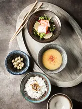 和風レトロ陶器の丼【スープ・ご飯用・クリエイティブデザイン・家庭用】