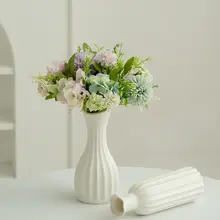 高級感ある白陶器製ドライフラワーベース【インテリア・テーブル飾り用】
