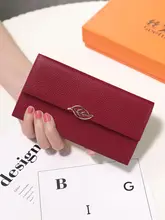 薄型ロングレザー財布【女性用・シンプルデザイン・大容量・スマホ収納可能】
