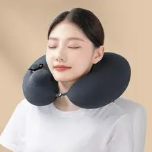 圧縮式インフレータブルU型枕【旅行用・飛行機や電車対応・携帯便利】