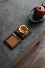 紅酸枝木の縁付き竹編みコースター【手作り・茶托・熱絶縁】