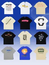 半袖Tシャツ ユニセックス コットン100% オーバーサイズ ルーズ 着回し ストリート 夏 カップル 3点セット 「WASSUP」 「STA」