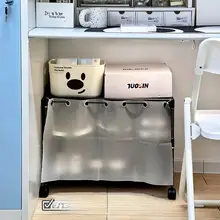 学生用デスク下簡易靴ラック【多層・移動可能・防塵収納】