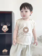 子供用夏用ノースリーブトップス【綿製・カートゥーンデザイン・薄手】
