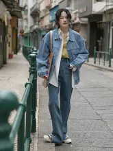 デニムジャケット レディース カジュアル 長袖 ゆったり アメリカン ヴィンテージ 小柄向け