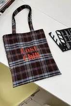 チェック柄のクラシックなショルダーバッグ【刺繍あり・コントラストカラーデザイン】