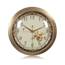 TQJ ヨーロッパ風 ブラス製 1面 壁掛け時計【静音・ラウンドデザイン・リビング・寝室用】