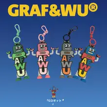 Gロボットデザインの立体型カラフルキーリング【ユニークなキャラクター】