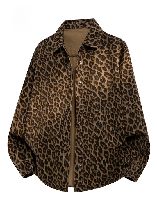 レディース 秋用 レオパード柄デニムジャケット【フィット・長袖・カジュアル】