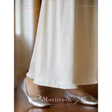 Moriirose ベージュのフリンジカットサテンプリーツスカート【春用・ハイウエスト・Aライン】