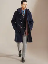 秋冬用 ヴィンテージ風 ダブルブレスト ブレザー【金ボタン・ウール・アイビー風】