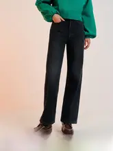 極上の柔らかさデニムパンツ【レディース・フルレングス・裏地フリース・ワイドパンツ】（セットアップ対応）