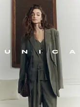 UNICA 軽量シワ加工サテンシルクスーツセット【取り外し可能なフロウリボン付き・オシャレ＆スタイル】