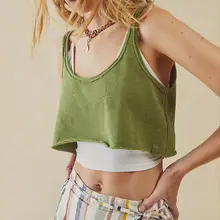 夏用 コットン製 スポーツタンクトップ【ルーズフィット・ croppedデザイン・ラウンドネック】