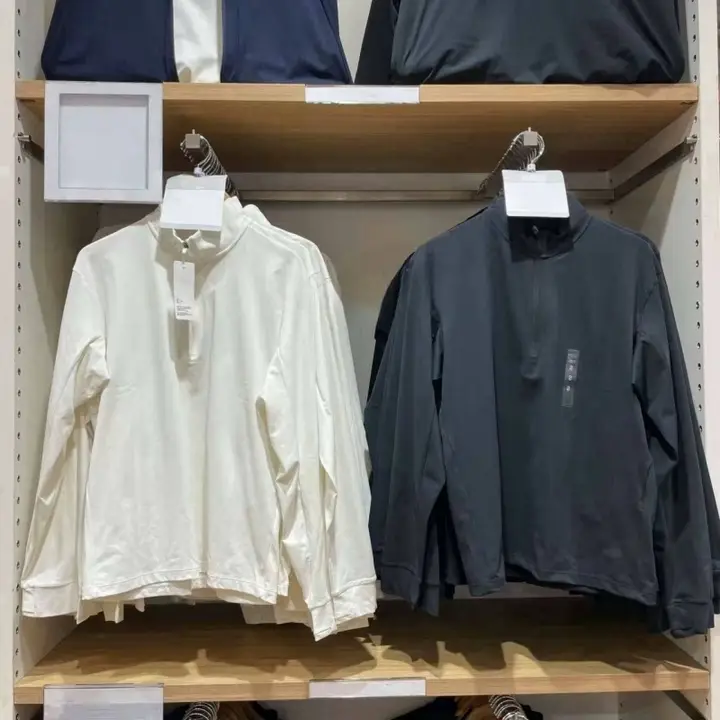 男女兼用速乾透湿ロングスリーブTシャツ【半ラウンドジッパー・UVカット】（セットアップ対応）