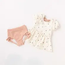 子供用 可愛いチェリー柄泡芙袖ビキニ水着【速乾・UVカット・女児用】