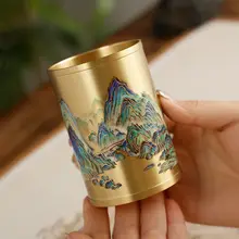 銅製 筆筒【クリエイティブデザイン・文房具用・デスク装飾】