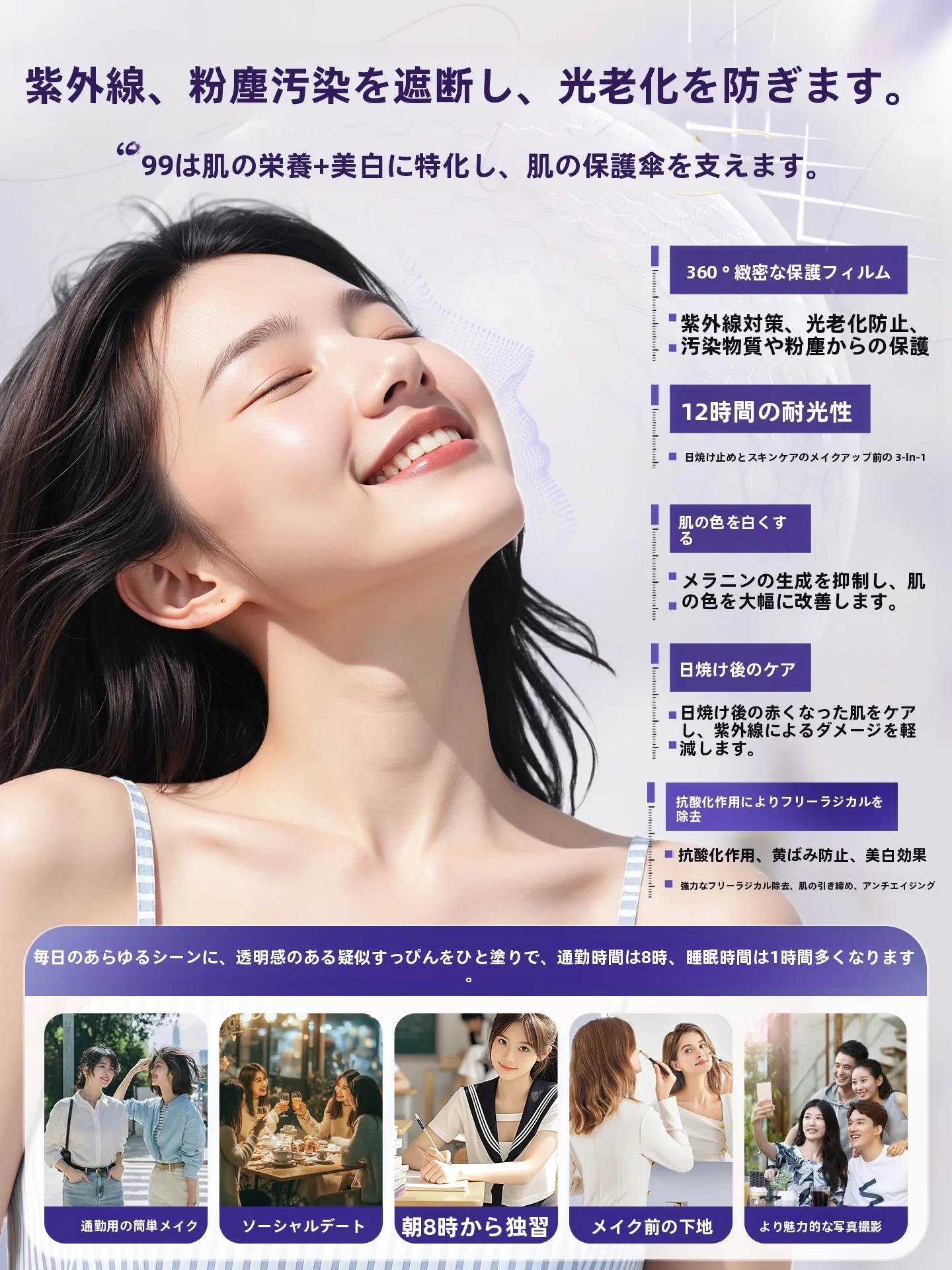 たるみ毛穴と開き毛穴の違いを解説：紫蘇養肤提亮隔离霜で肌の質を安定させる
