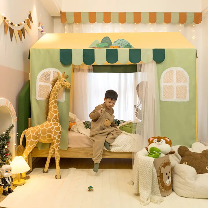 子供用室内テント【男の子向け・おしゃれな小屋・蚊帳付き】