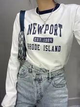 NEW PORT ロゴプリント カラーブロック 長袖Tシャツ【ゆったりストレート・カジュアル】