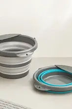 携帯用折りたたみプラスチック水桶【車載・洗車・釣り用・ハンドル付き】