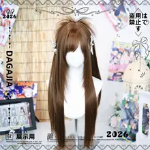 ロリータスタイルの栗色ロングウィッグ【自然な斜めバング・全頭タイプ】