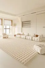 リビング・寝室用ラグ【厚手・仿ウサギ毛・テーブル下・クリーミーな雰囲気】