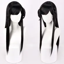 自然な黒のストレートコスプレウィッグ【早川京子風】
