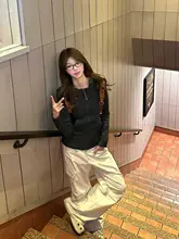 ワークパンツ 女性 ロング ストリート ゆったり ベージュ 多ポケット ヴィンテージ