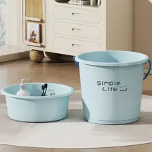 家庭用プラスチック洗面器【持ち手付き・大容量・円形デザイン】