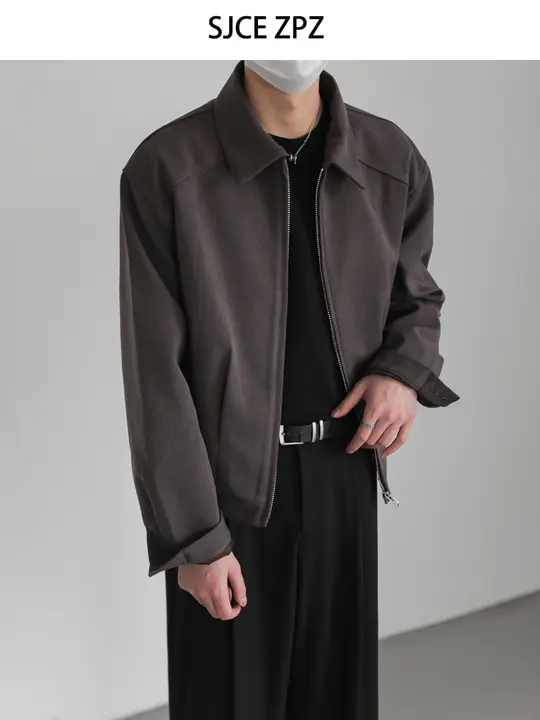 韓国デザインのゆったり短丈ジャケット【メンズ・カジュアル・秋用】