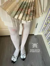 リボンデザインのストライプ柄透け感コットンタイツ【可愛いスタイル】